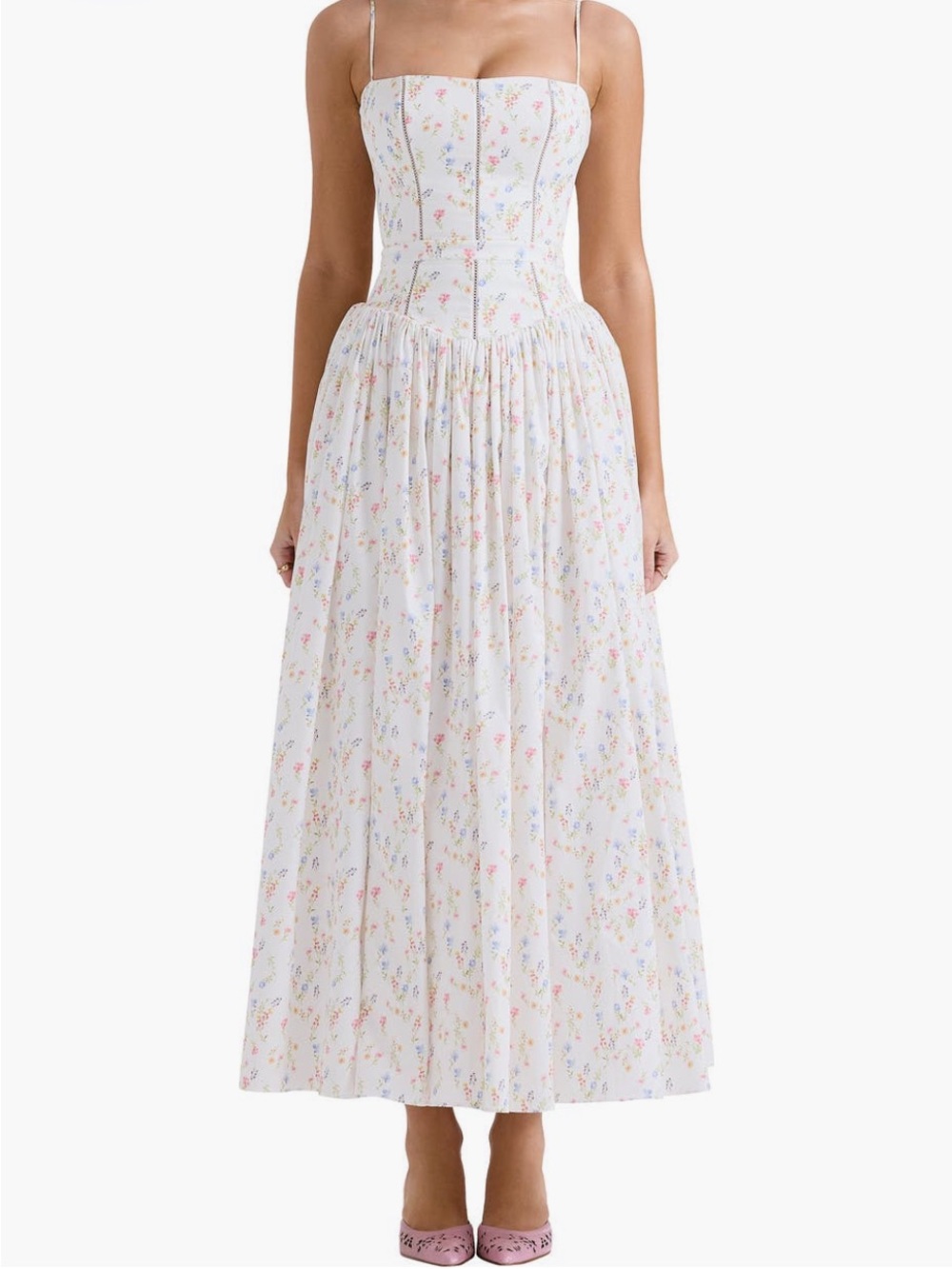 House of CB White Floral Bustier Midi Dress